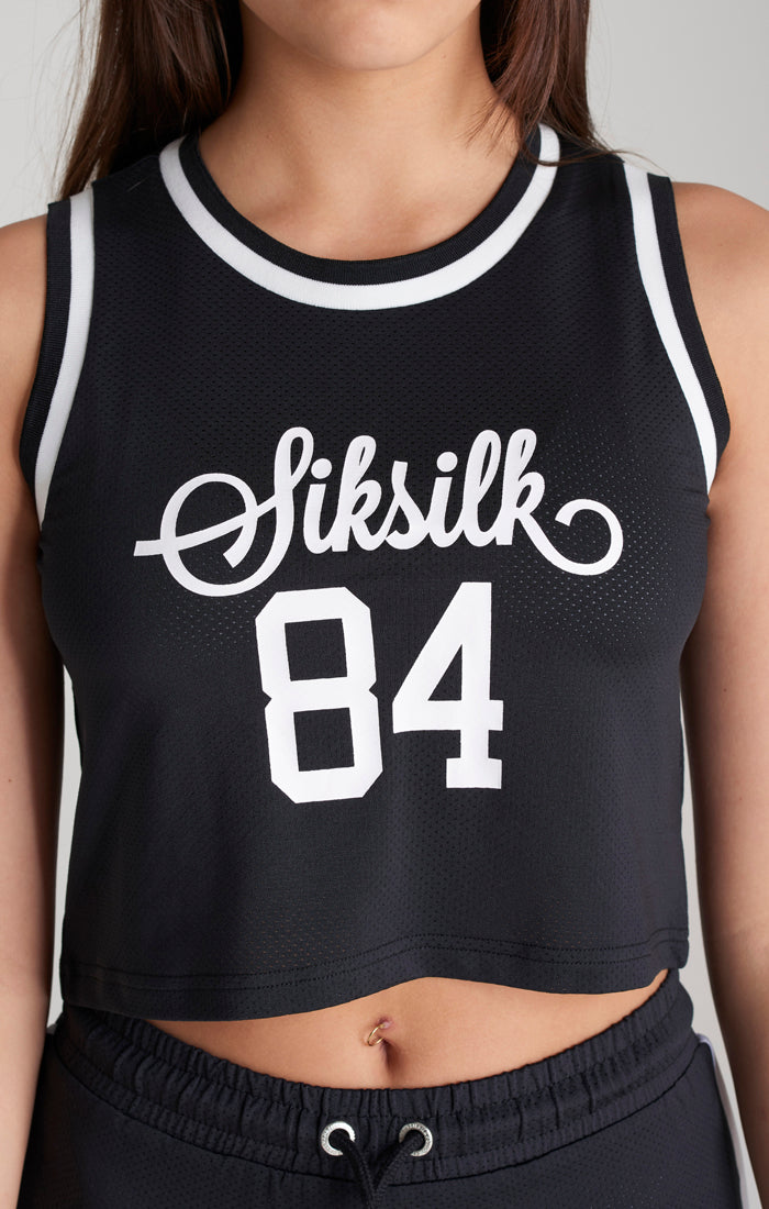 Load image into Gallery viewer, SikSilk Mesh Basketball Crop Vest - Black (2)