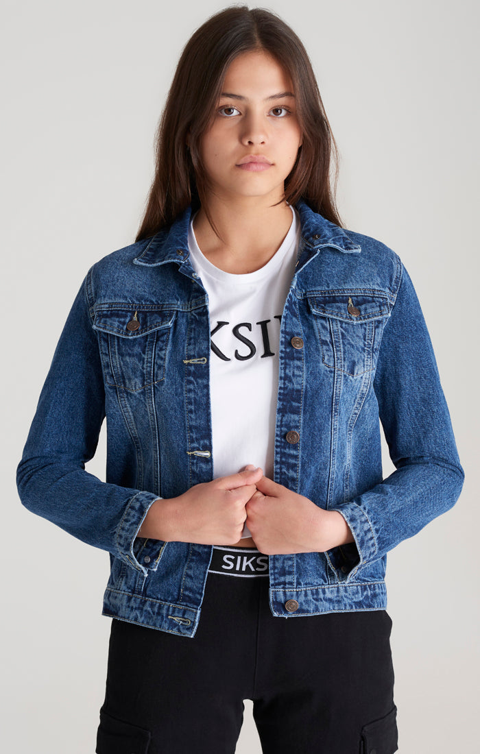 Girls Midstone Denim Hooded Jacket