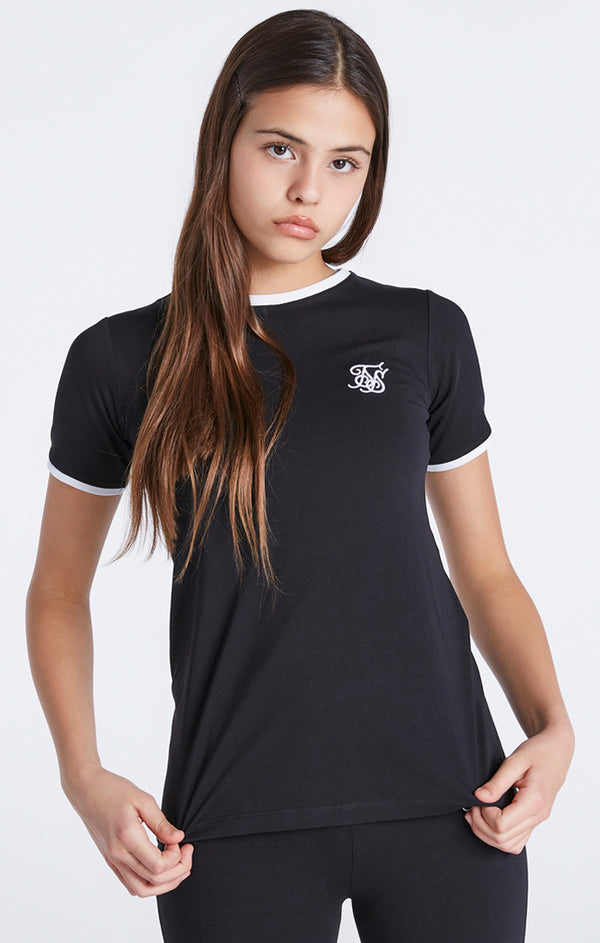 Girls Black Ringer T-Shirt