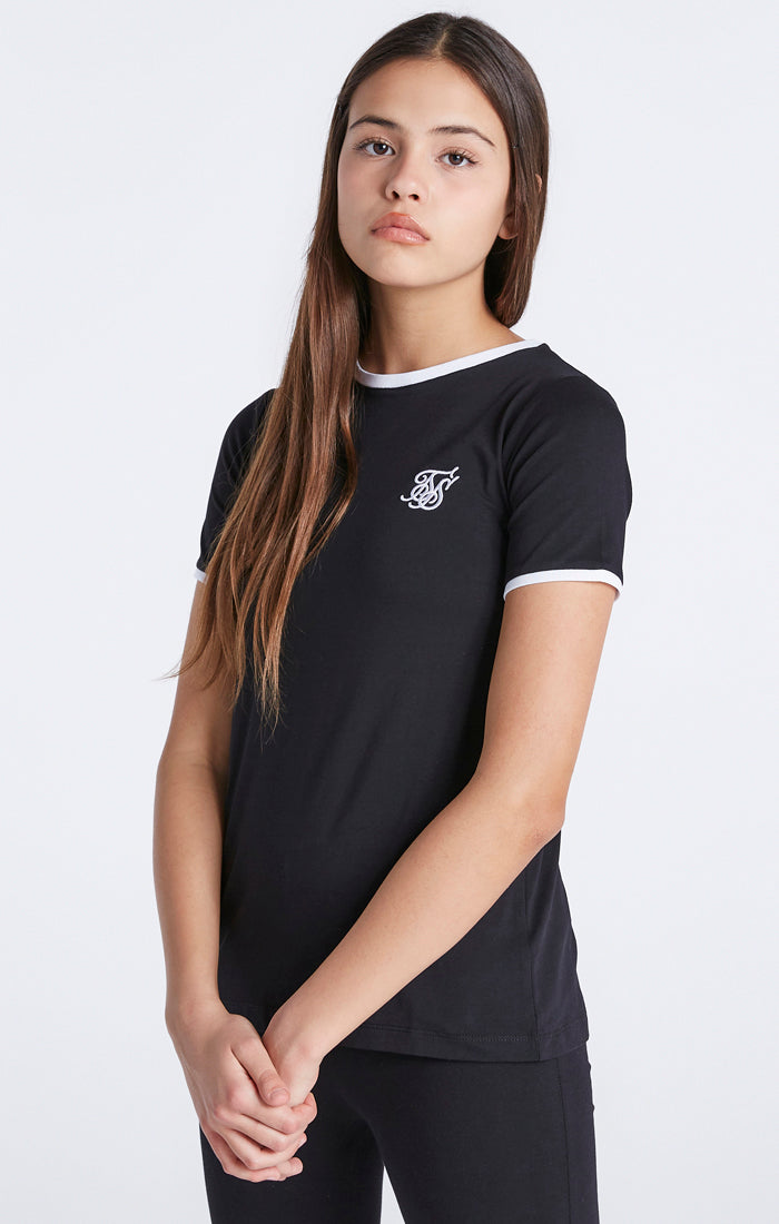 Girls Black Ringer T-Shirt (1)