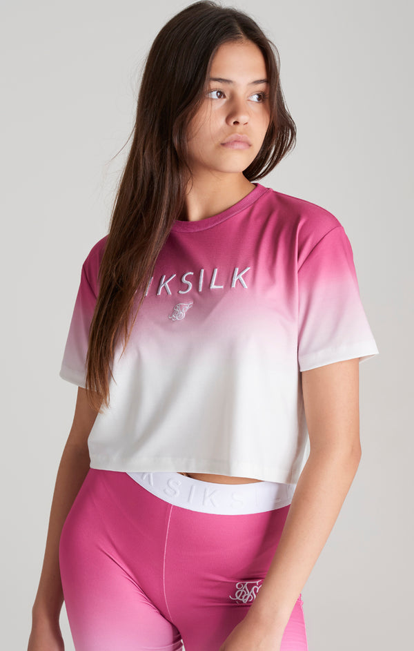 Girls Pink Fade Cropped T-Shirt