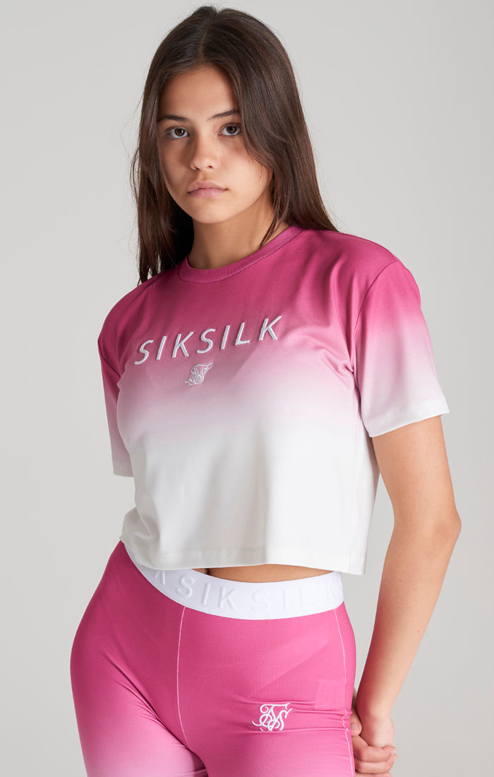 Girls Pink Fade Cropped T-Shirt (1)