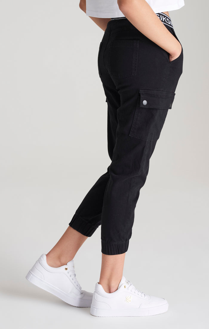 Girls Black Taped Cargo Pant (1)