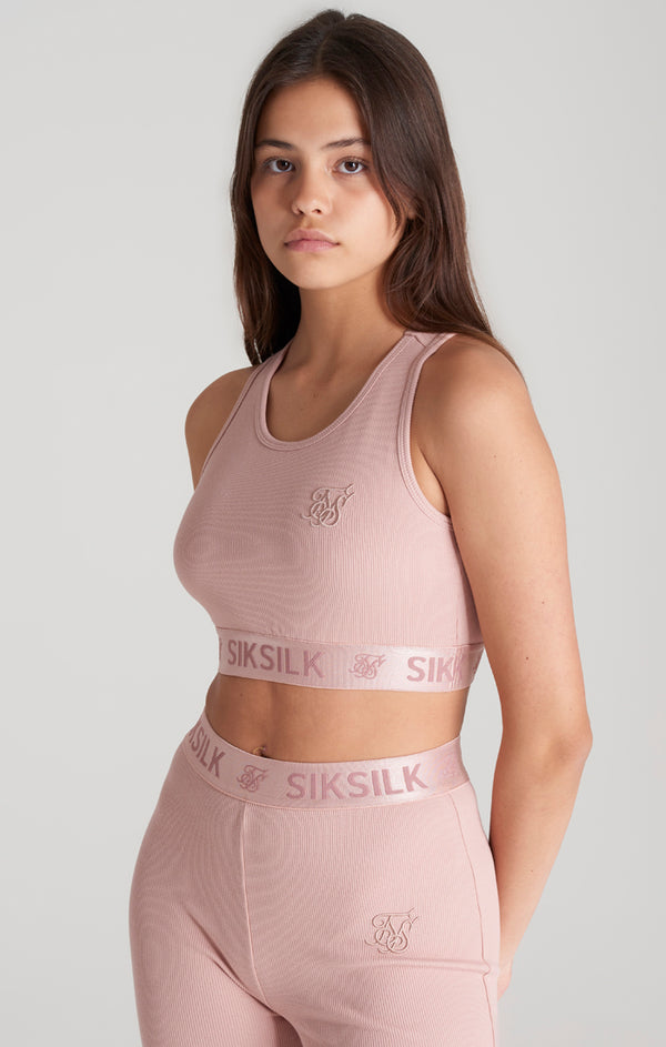 Girls Pink Ribbed Taped Bralette