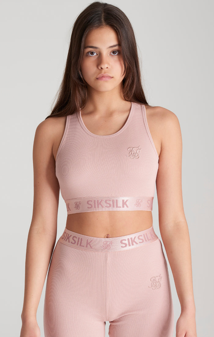 Girls Pink Ribbed Taped Bralette (1)