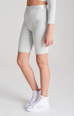 Girls Grey Ribbed Taped Cycle Short