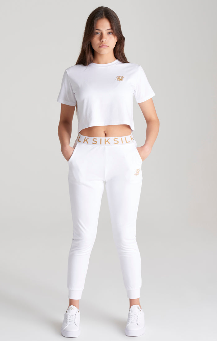 Girls White Logo Cropped T-Shirt (4)