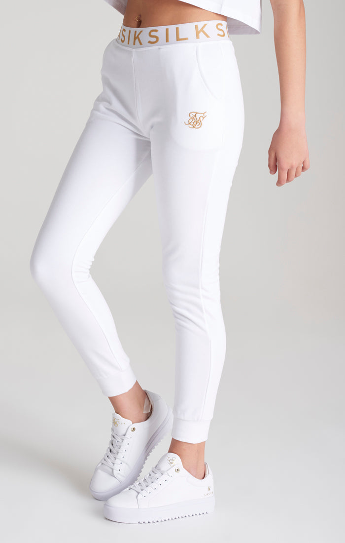 Girls White Taped Jogger