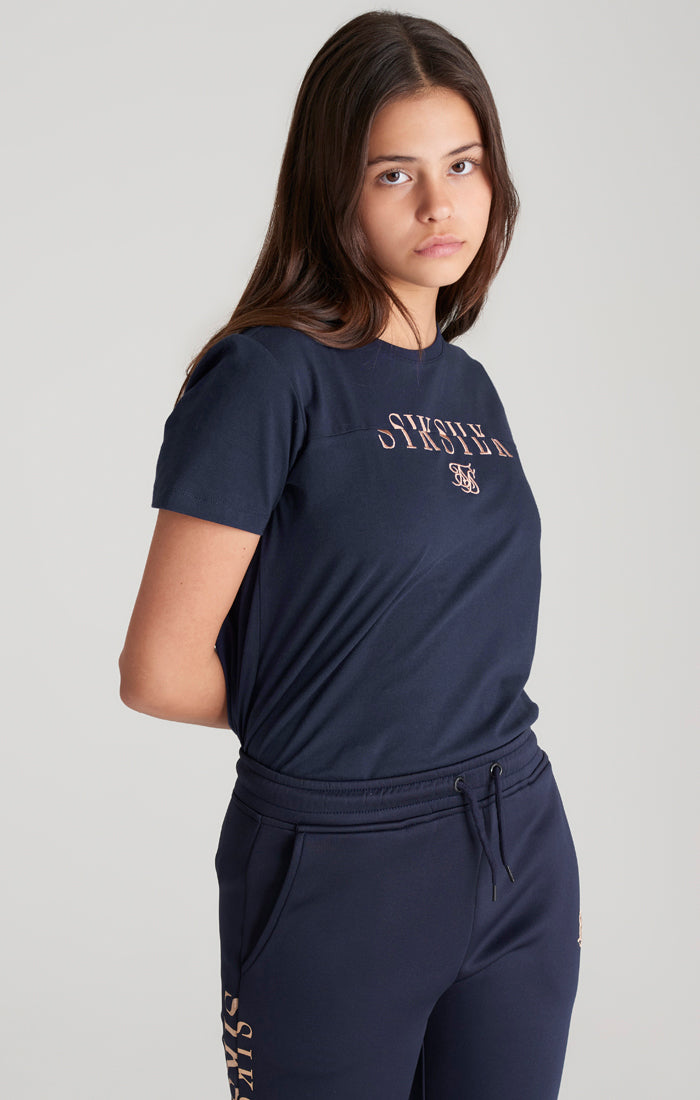 Girls Navy Logo Boyfriend T-Shirt
