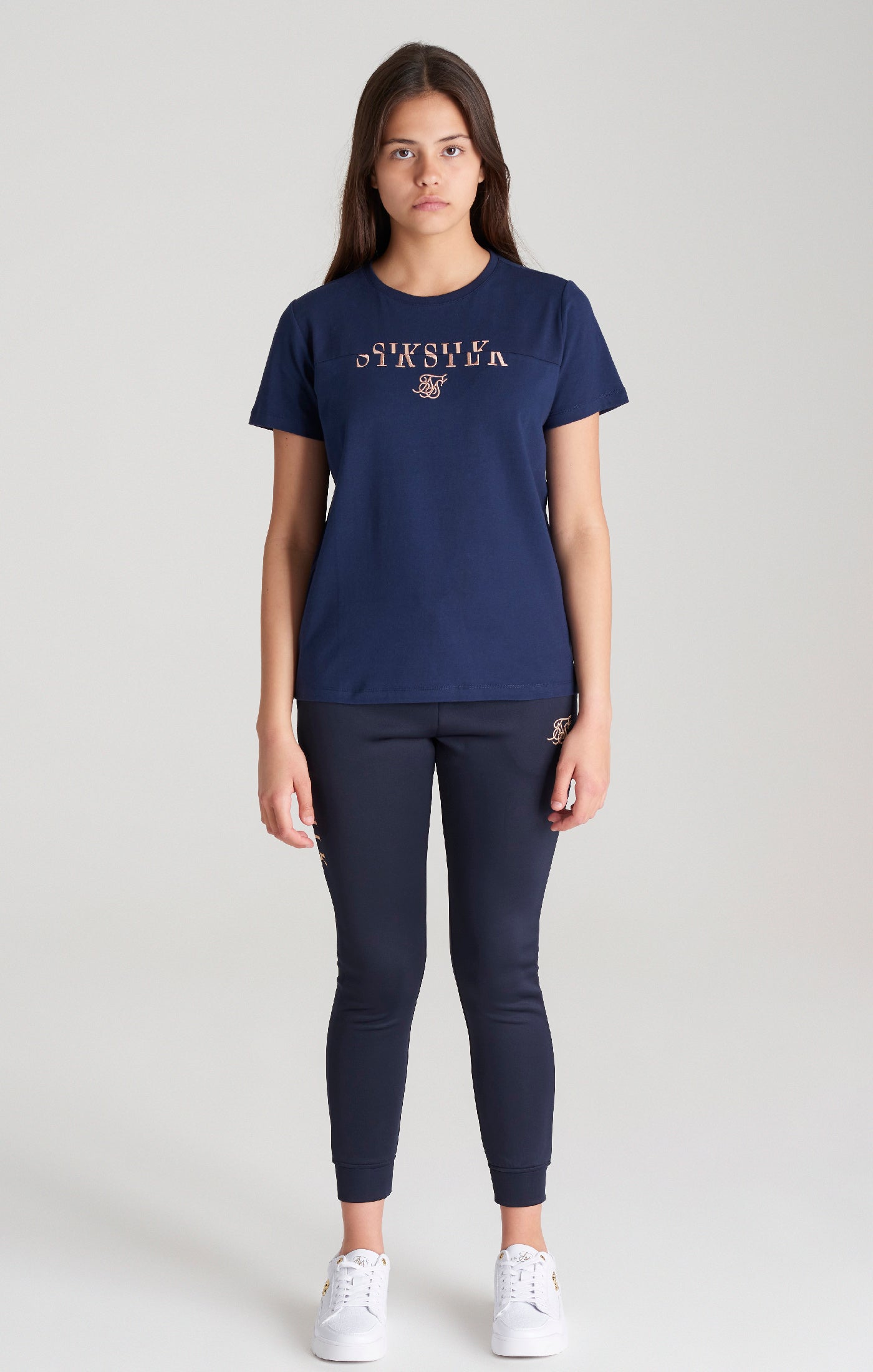 Load image into Gallery viewer, Girls Navy Logo Jogger (3)