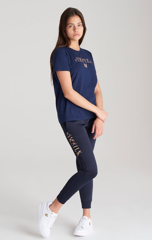 Girls Navy Logo Jogger