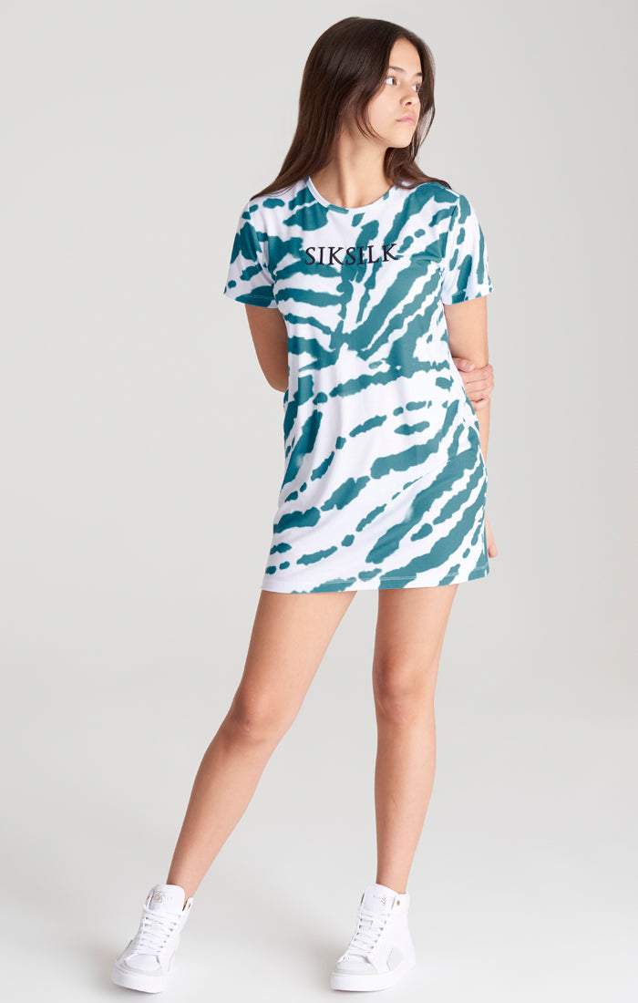 Girls White Tie Dye T-Shirt Dress