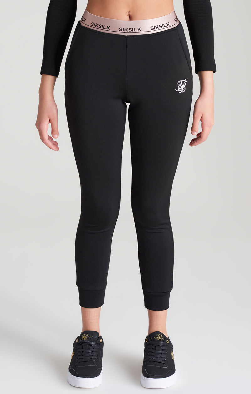 Girls Black Taped Track Pant