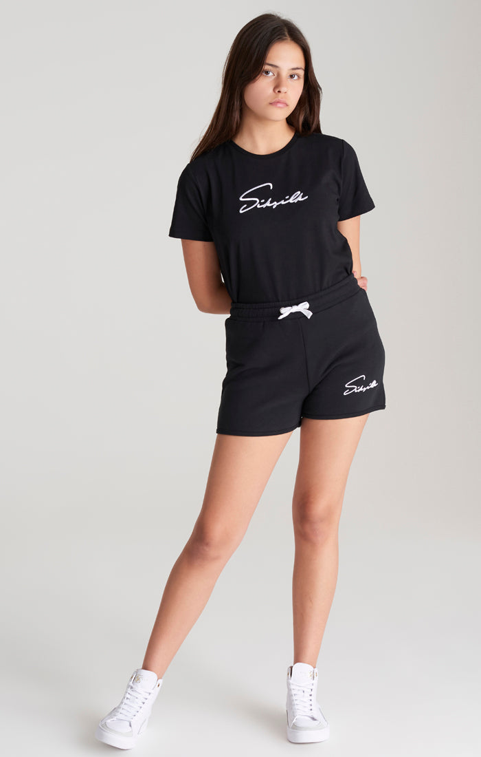 Load image into Gallery viewer, Girls Black Signature Runner Short (4)