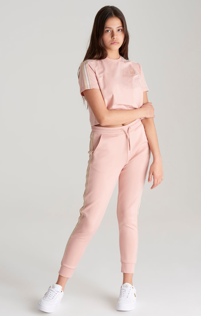 Load image into Gallery viewer, Girls Pink Taped Cropped T-Shirt (4)