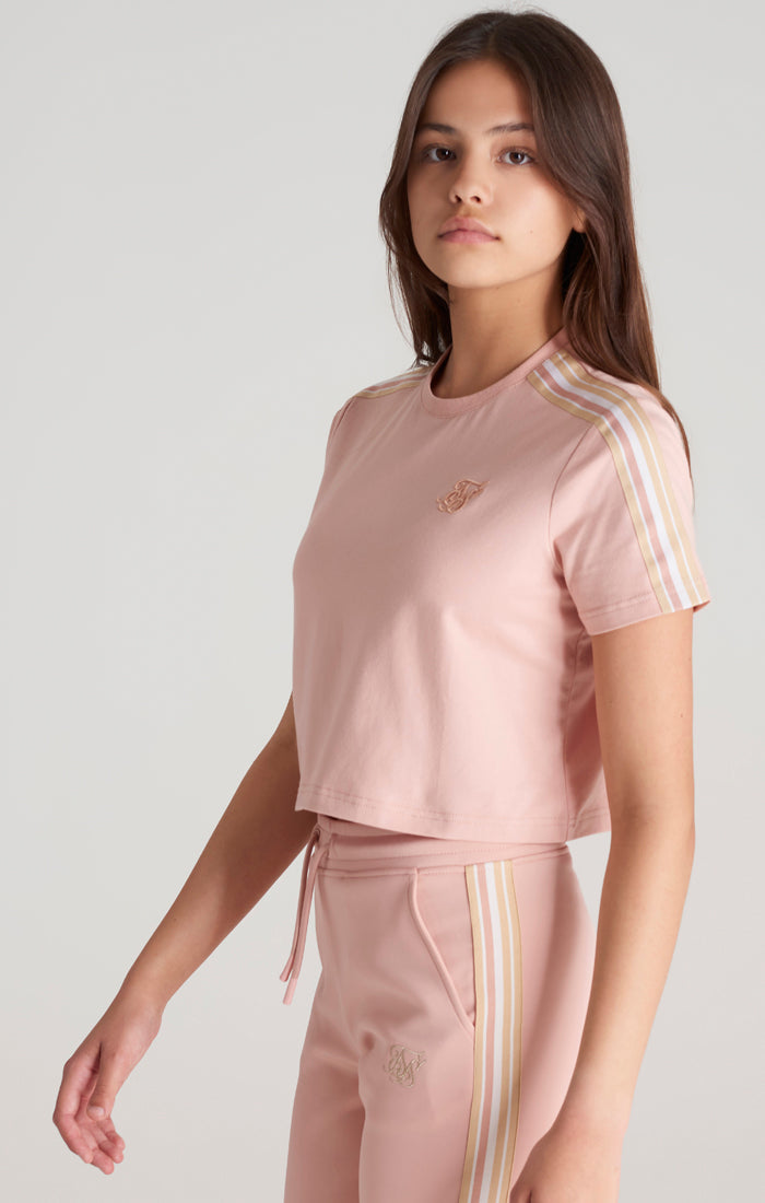 Girls Pink Taped Cropped T-Shirt (1)