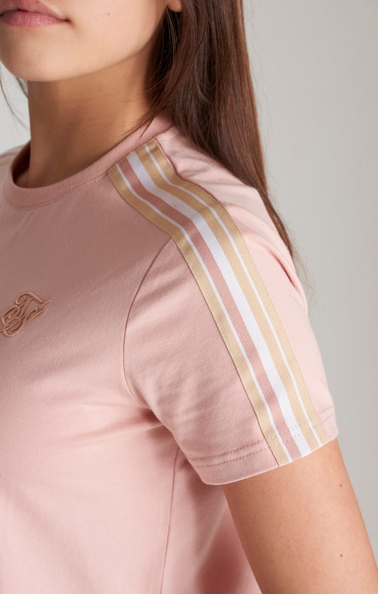 Girls Pink Taped Cropped T-Shirt