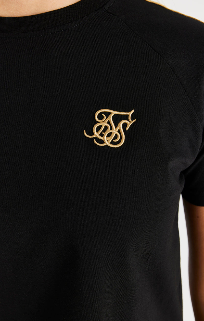 SikSilk Metallic Taped Raglan Tee - Black (1)