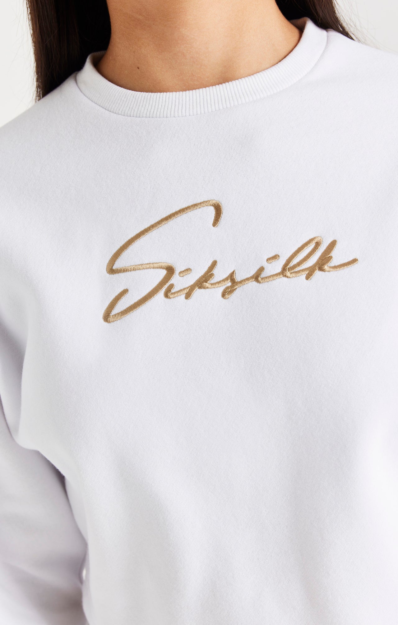 Girls White Signature Cropped Sweatshirt (1)