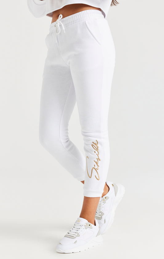 Girls White Signature Jogger