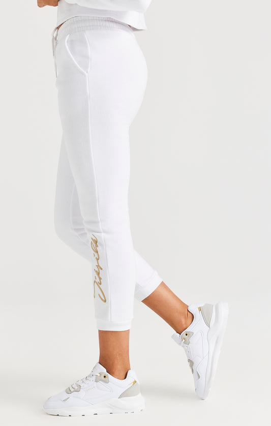 Girls White Signature Jogger