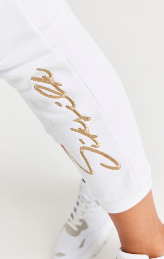 Girls White Signature Jogger