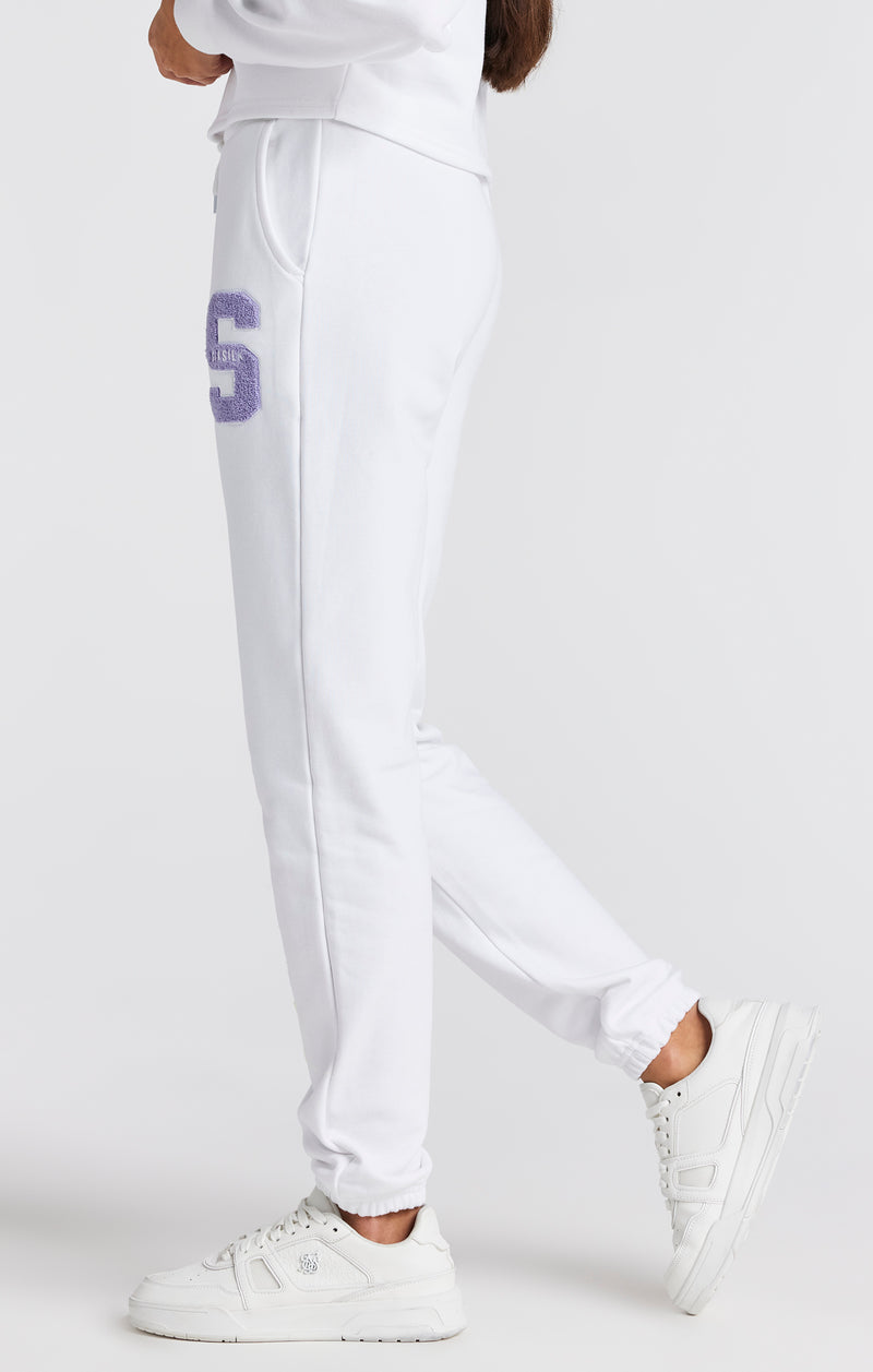 Girls White Varsity Logo Relaxed Jogger (1)