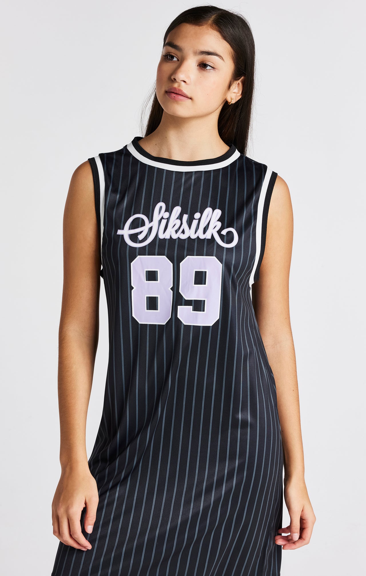 Girls Black Pinstripe Basketball Dress