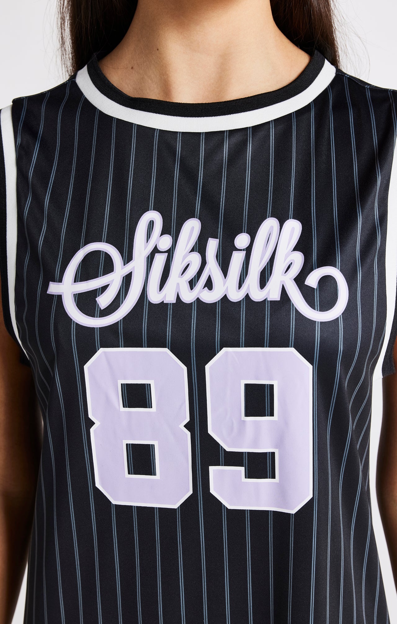 Girls Black Pinstripe Basketball Dress (1)