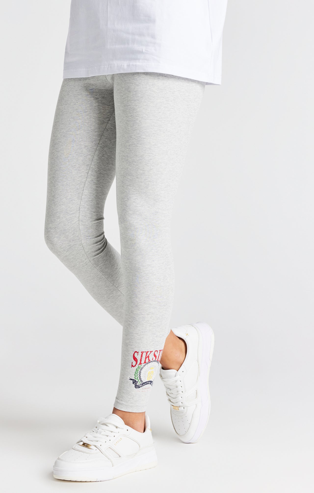 Girls Grey Marl Varsity Legging