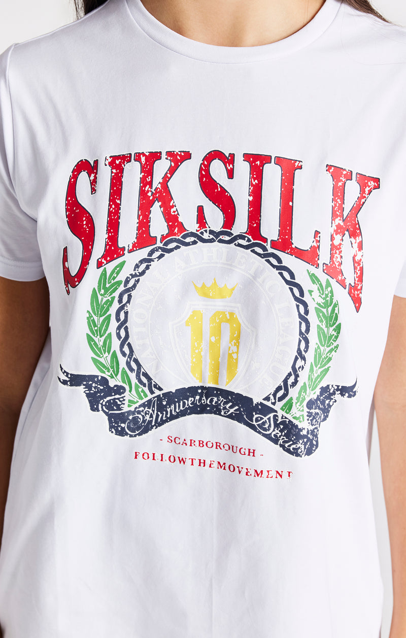 Girls White Varsity Logo Boyfriend T-Shirt (1)