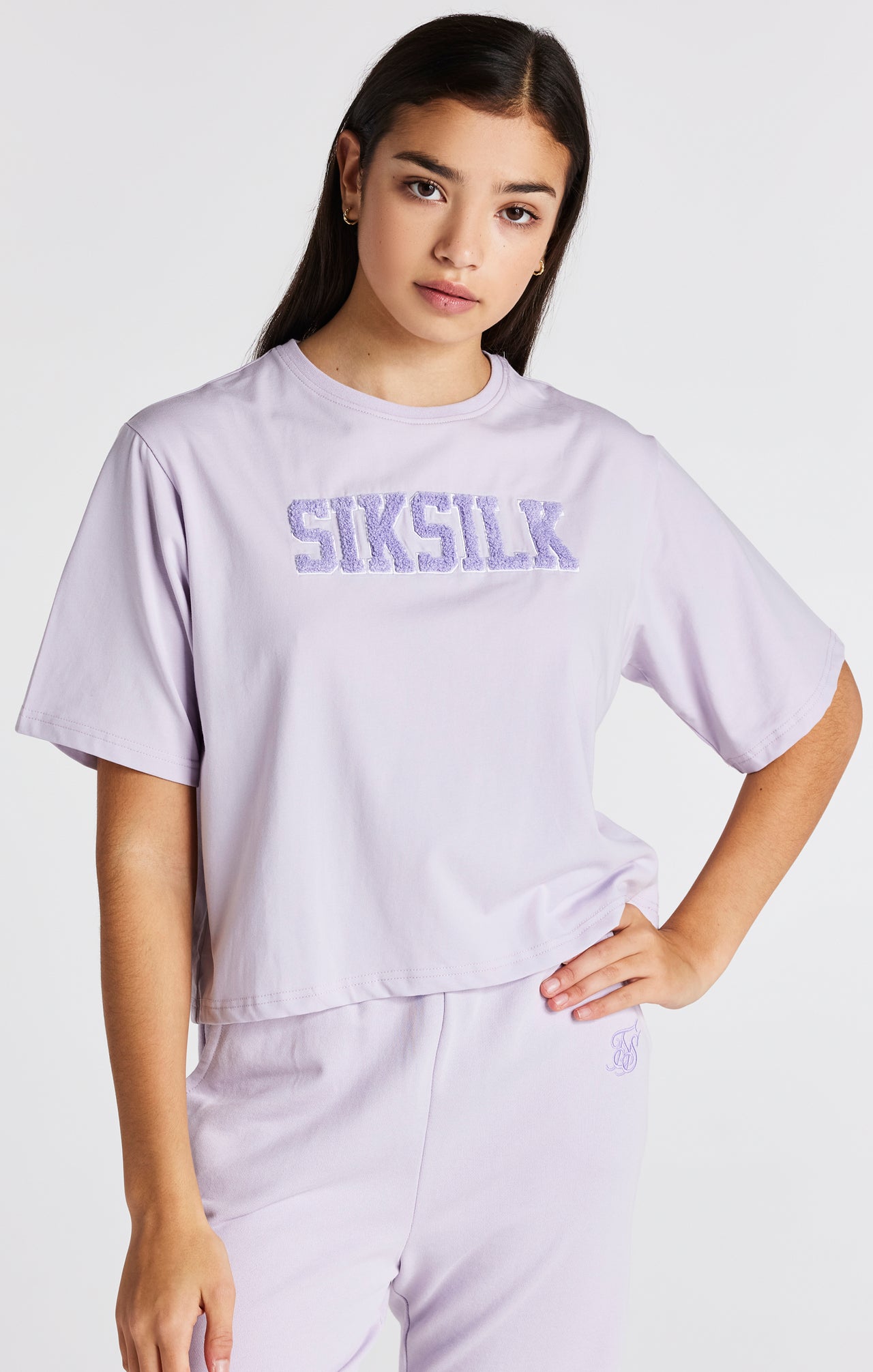 Girls Purple Varsity Logo Crop T-Shirt