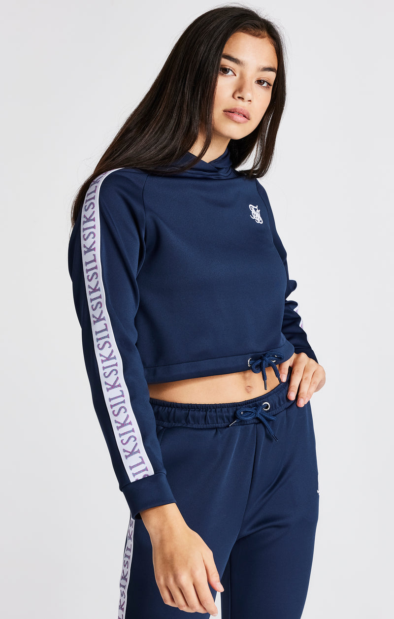 Girls Navy Crop Hoodie