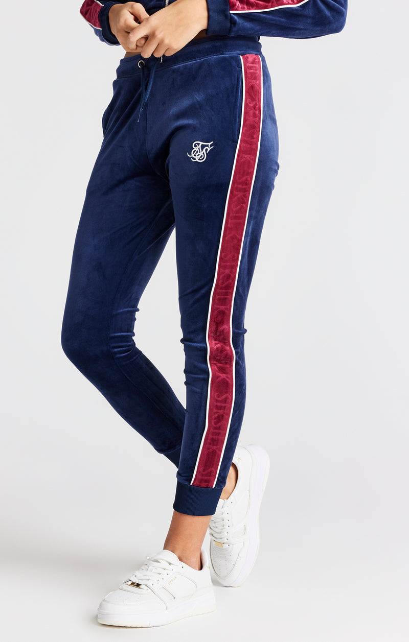Girls Navy Velour Track Pant