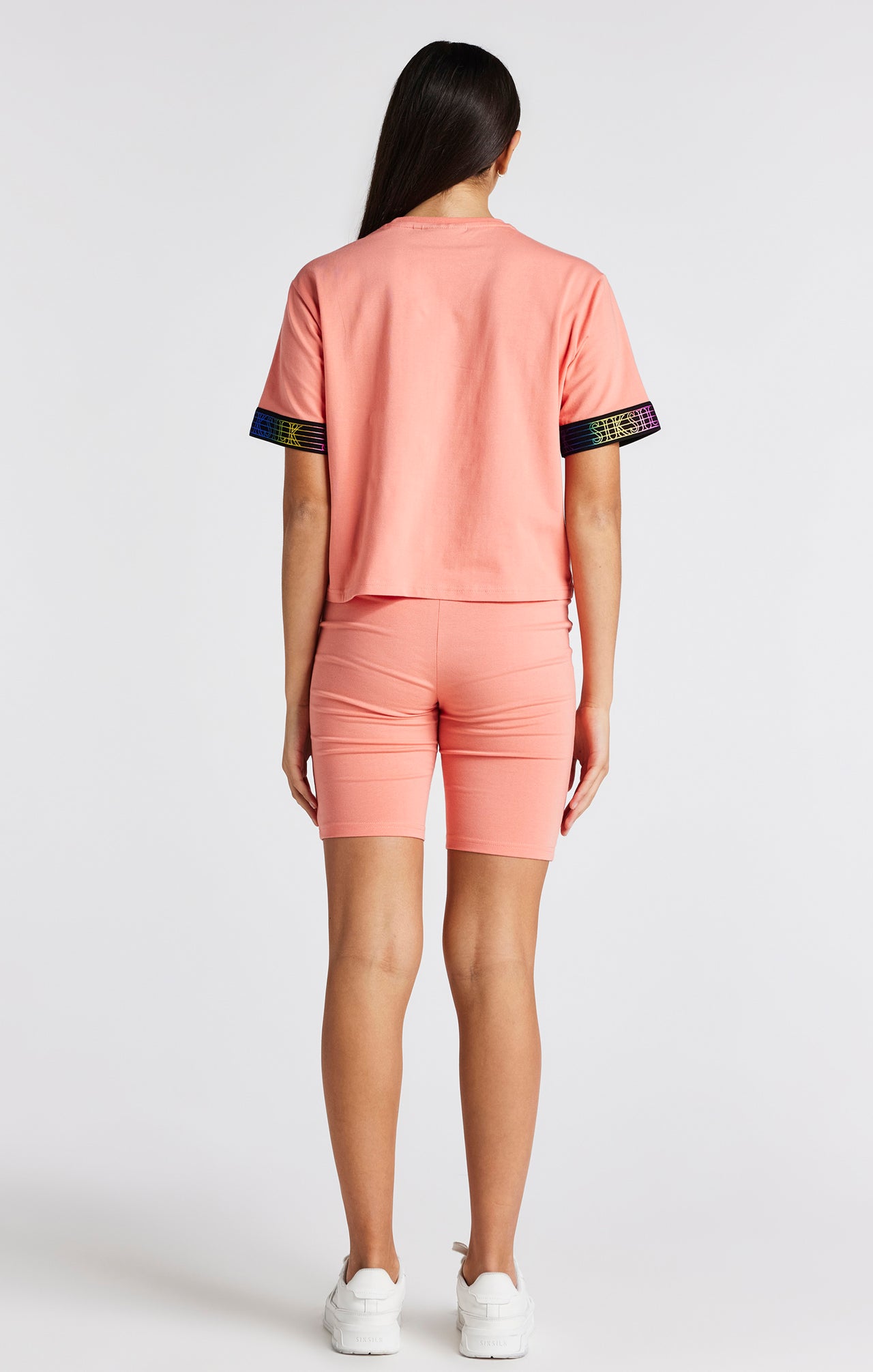 Girls Coral Taped Crop T-Shirt (4)