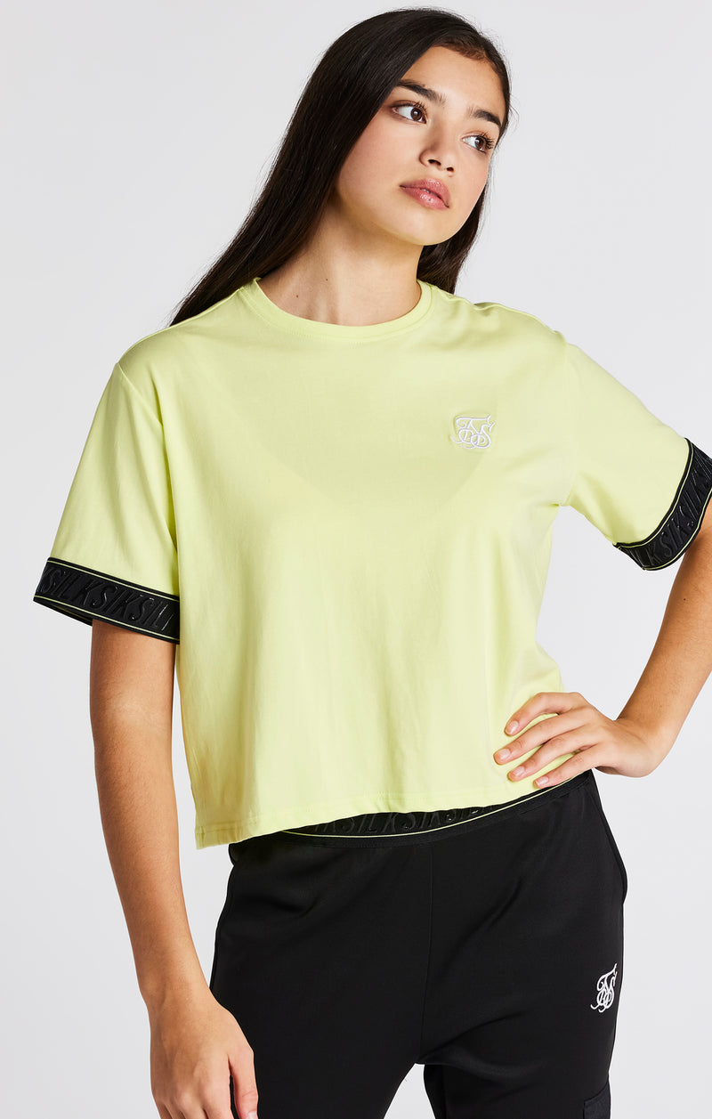 Girls Yellow Taped Crop T-Shirt
