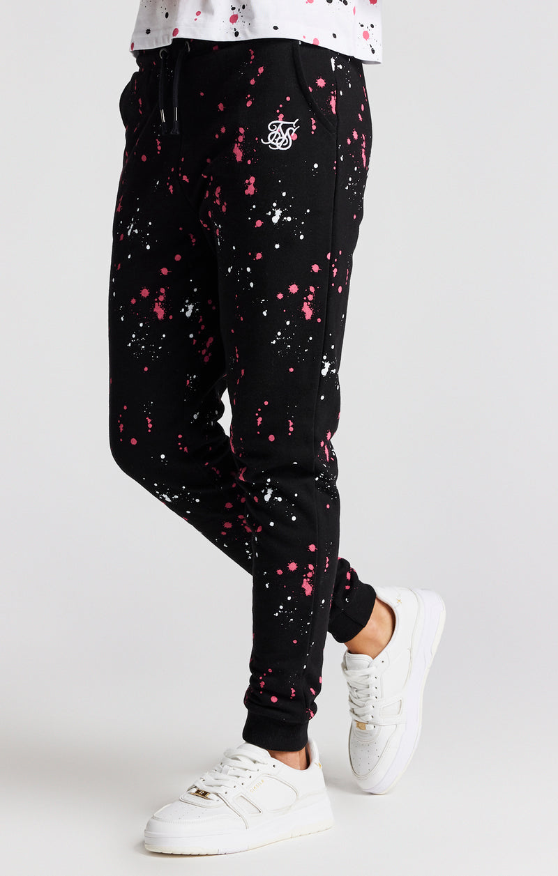 Girls Black Paint Splatter Jogger