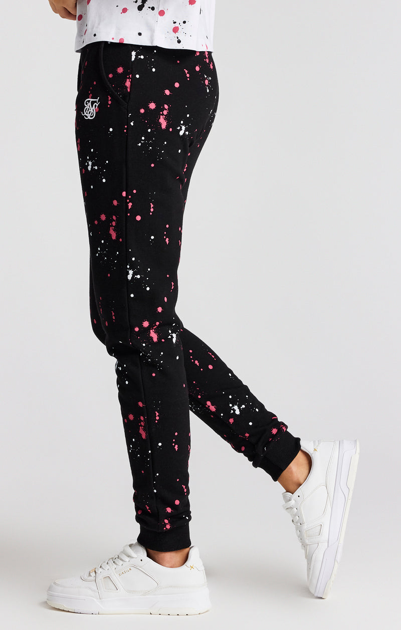 Girls Black Paint Splatter Jogger (1)