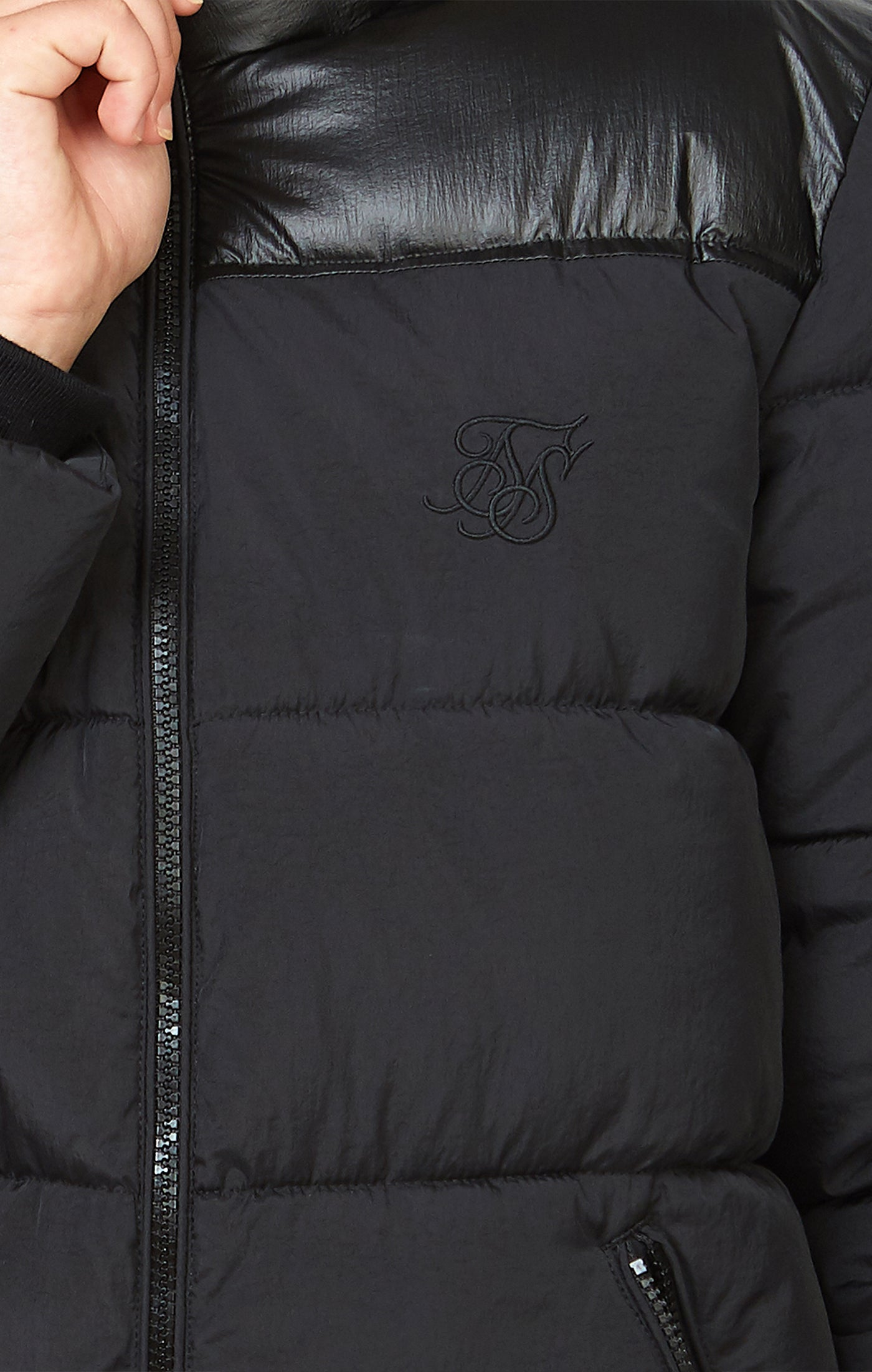 Siksilk funnel neck outlet bubble jacket