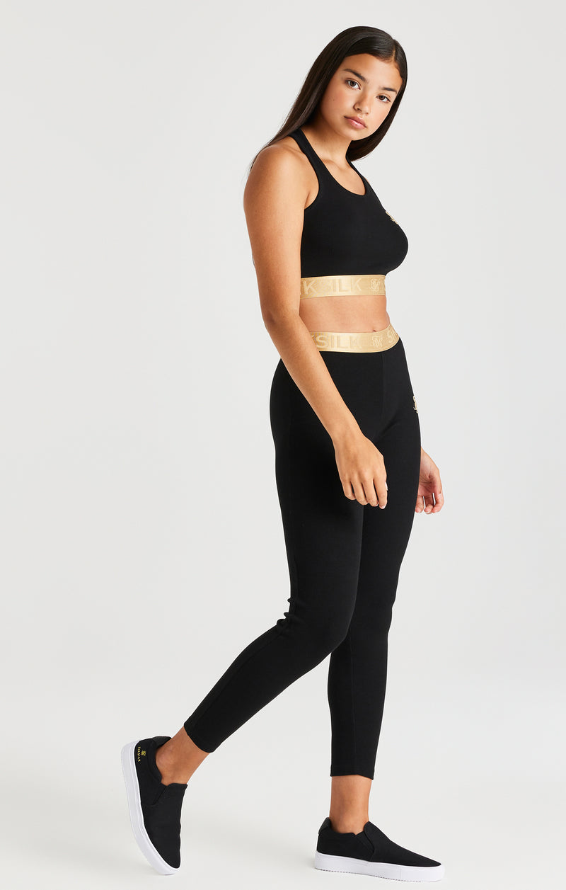 SikSilk Metallic Taped Leggings - Black (1)