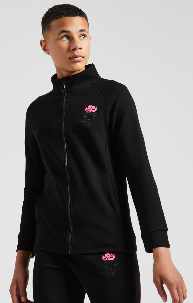 Boys Messi x SikSilk Black Funnel Zip Top