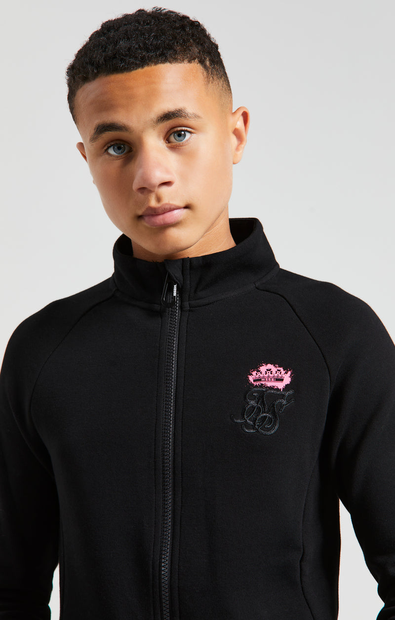 Boys Messi x SikSilk Black Funnel Zip Top (1)