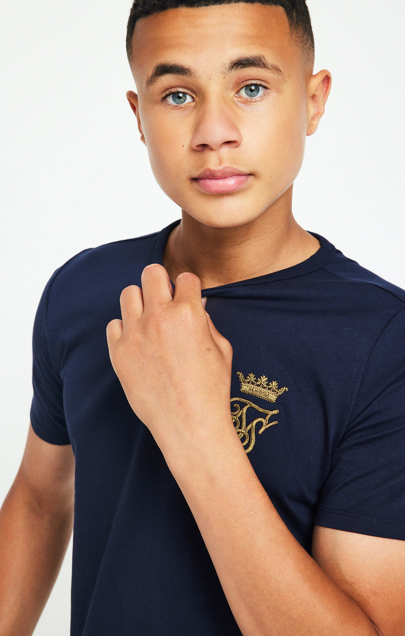 Boys Messi x SikSilk Navy Logo T-Shirt (1)