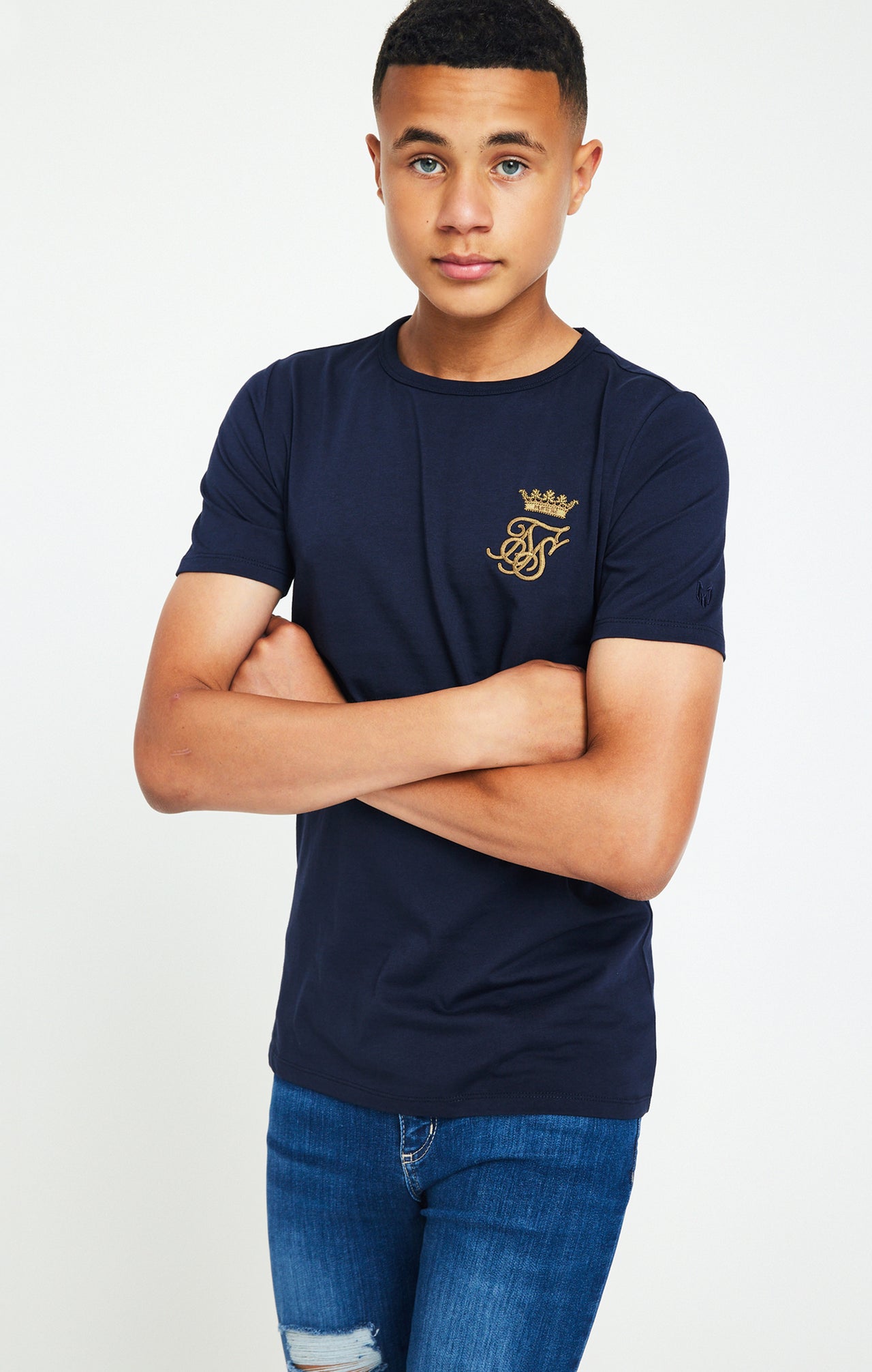 Boys Messi x SikSilk Navy Logo T-Shirt (2)