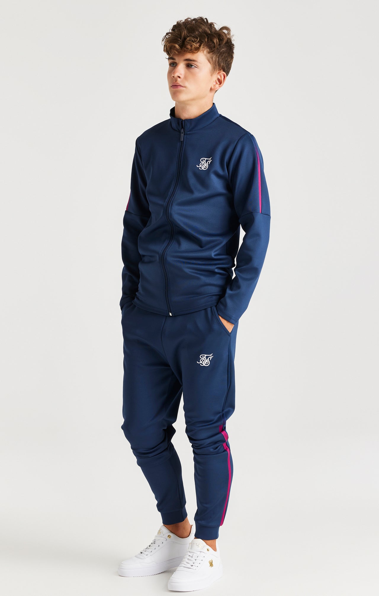 SikSilk Zonal Fade Track Top - Navy (2)