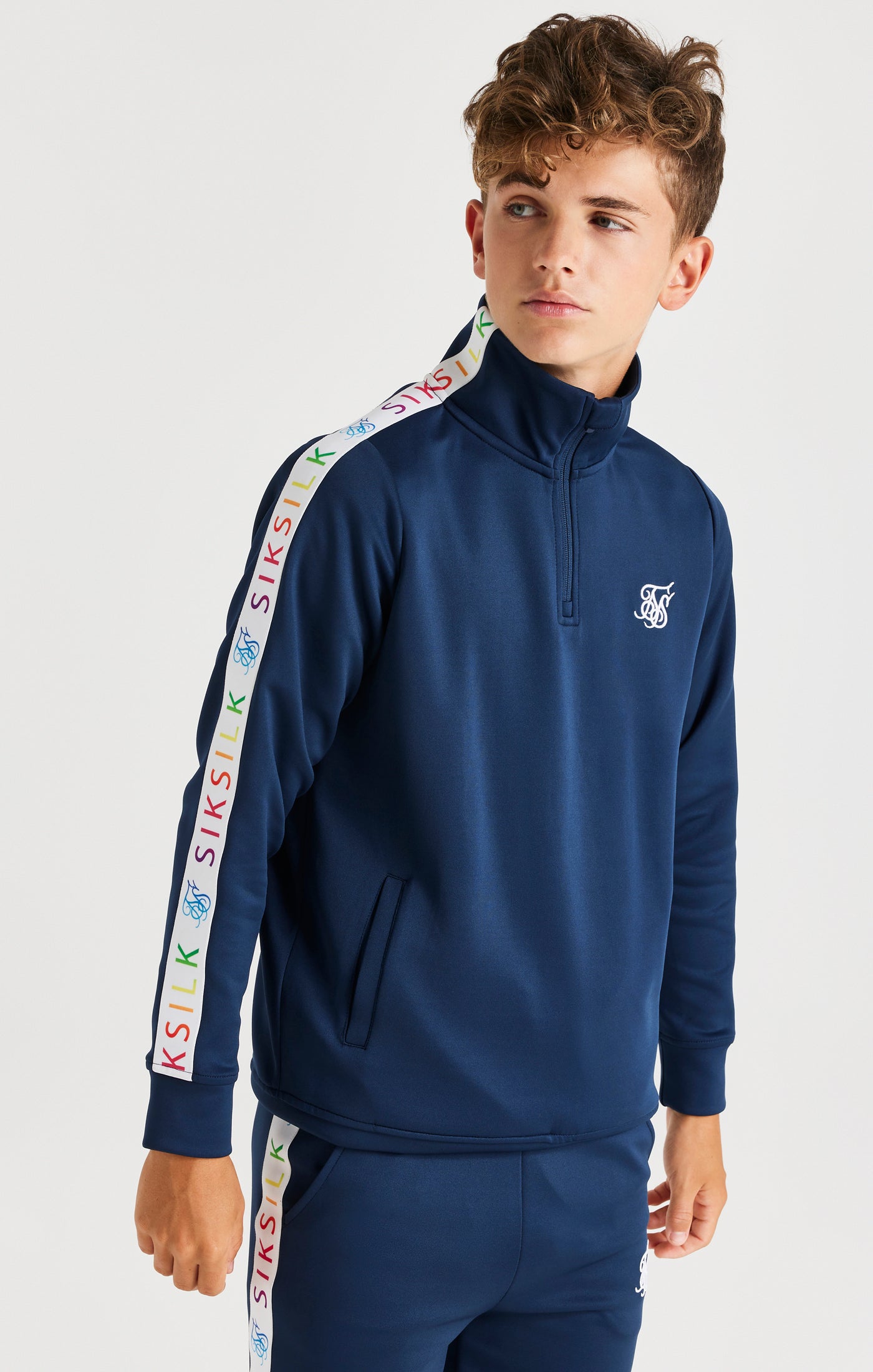 Load image into Gallery viewer, SikSilk Rainbow Funnel Neck - Navy