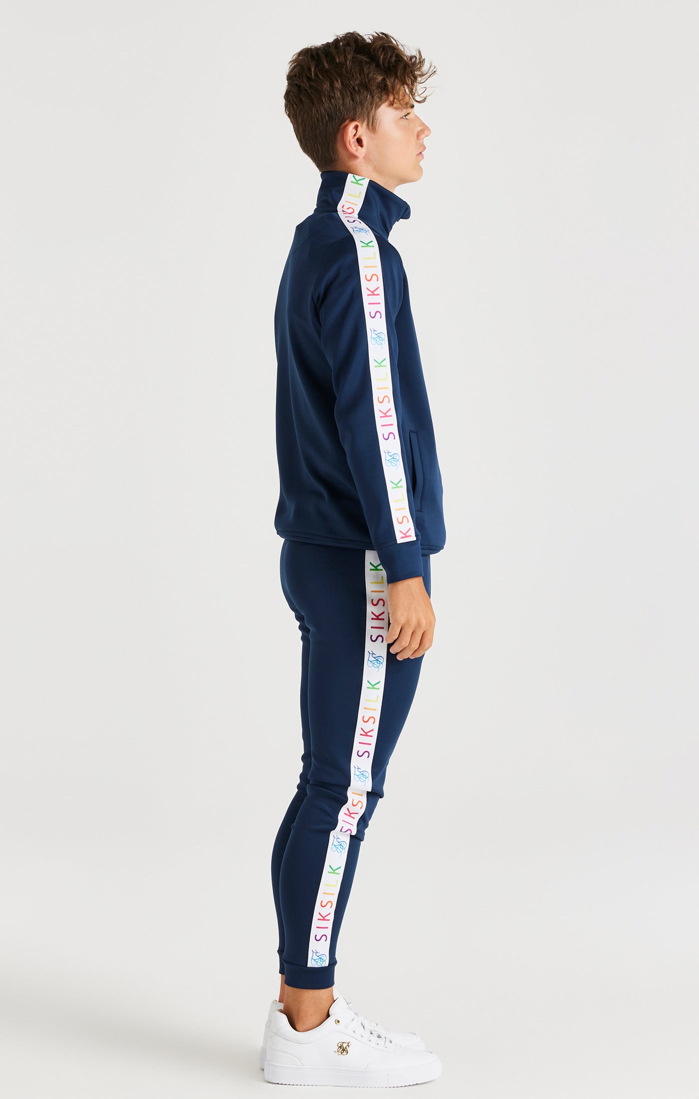 Load image into Gallery viewer, SikSilk Rainbow Funnel Neck - Navy (3)