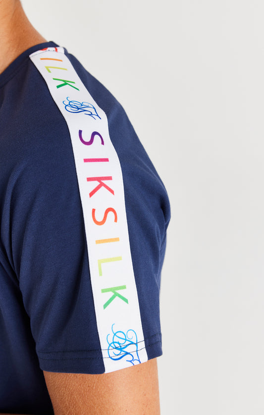 SikSilk Rainbow Raglan Tee - Navy