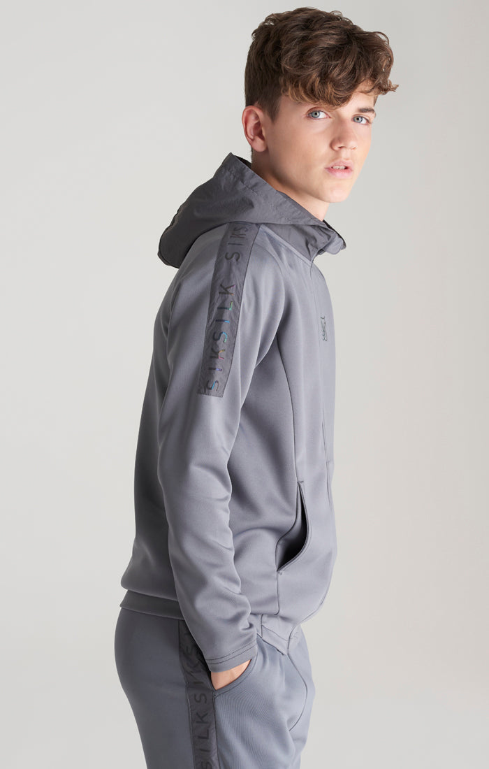 Boys Grey Iridescent Print Zip Thru Hoodie (1)