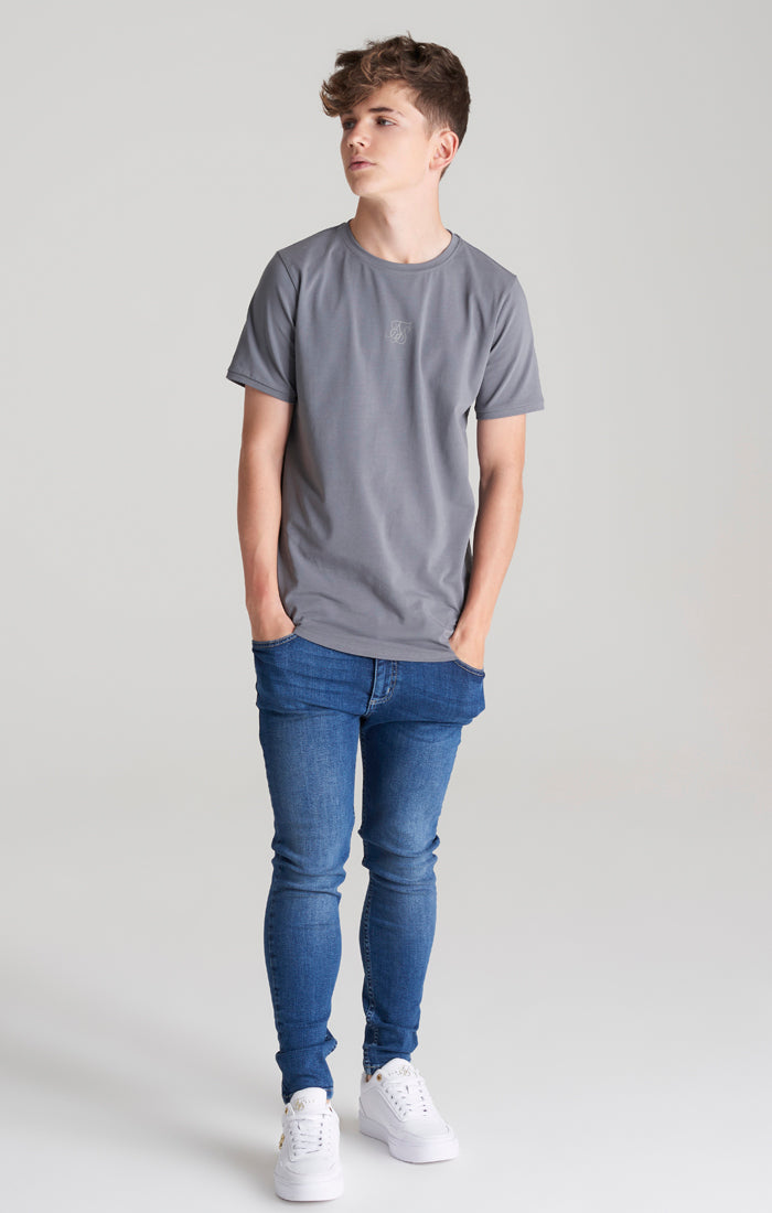 Boys Grey Back Print Scoop Hem T-Shirt (4)